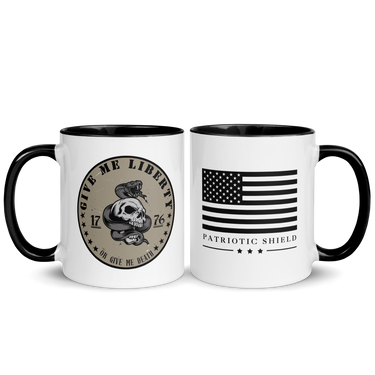 american patriot coffee mug liberty or death emblem. 11 oz
